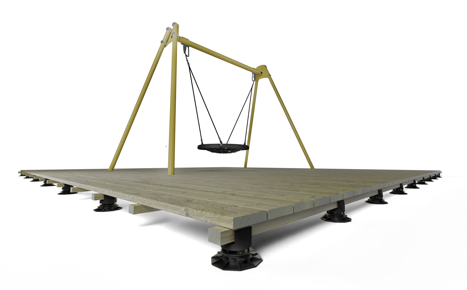 Tverrsnitt, illustrasjon av hvordan det dempende fallunderlaget ShockDeck bygges