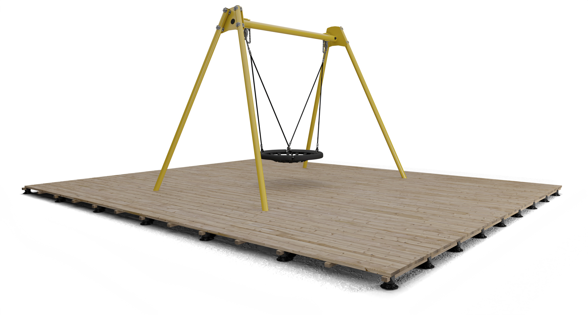 Tverrsnitt, illustrasjon av hvordan det dempende fallunderlaget ShockDeck bygges